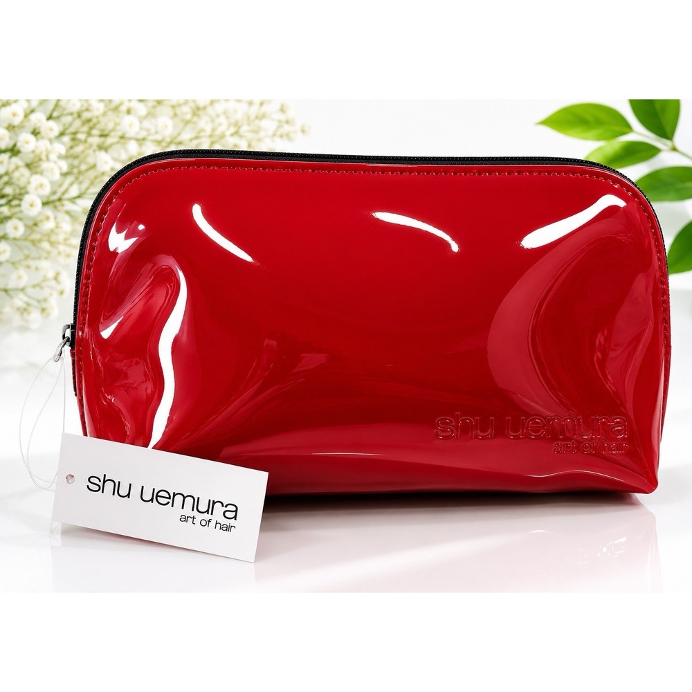 Shu Uemura Red Patent Cosmetic Makeup Bag Toiletry Pouch New With Tag